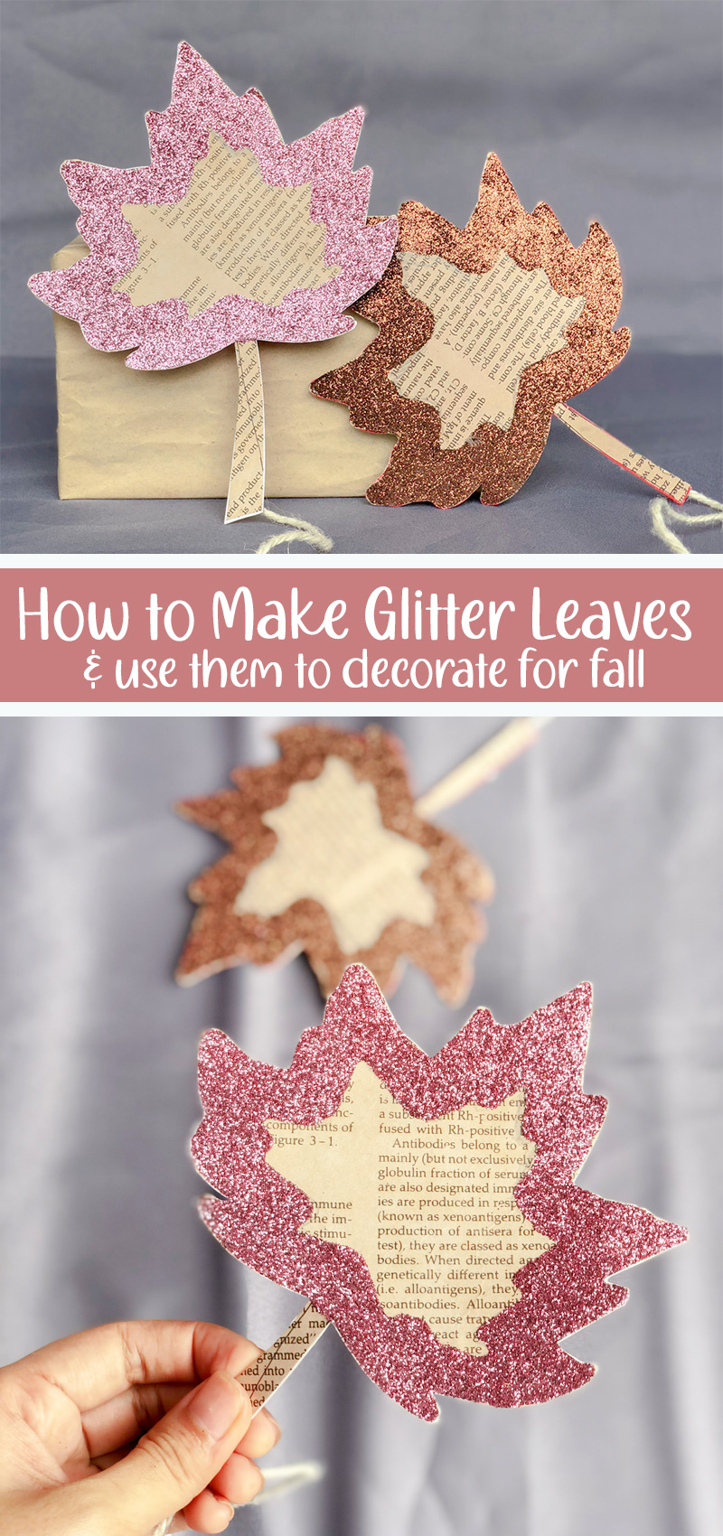 Glitter Leaves Craft - An Upcycled Book Craft * Moms and Crafters